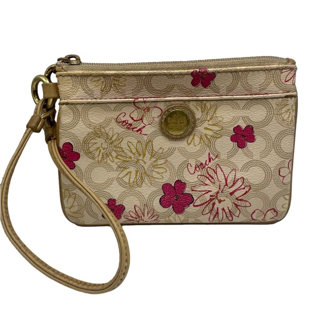 COACH Coated Canvas Signature Floral Wristlet
